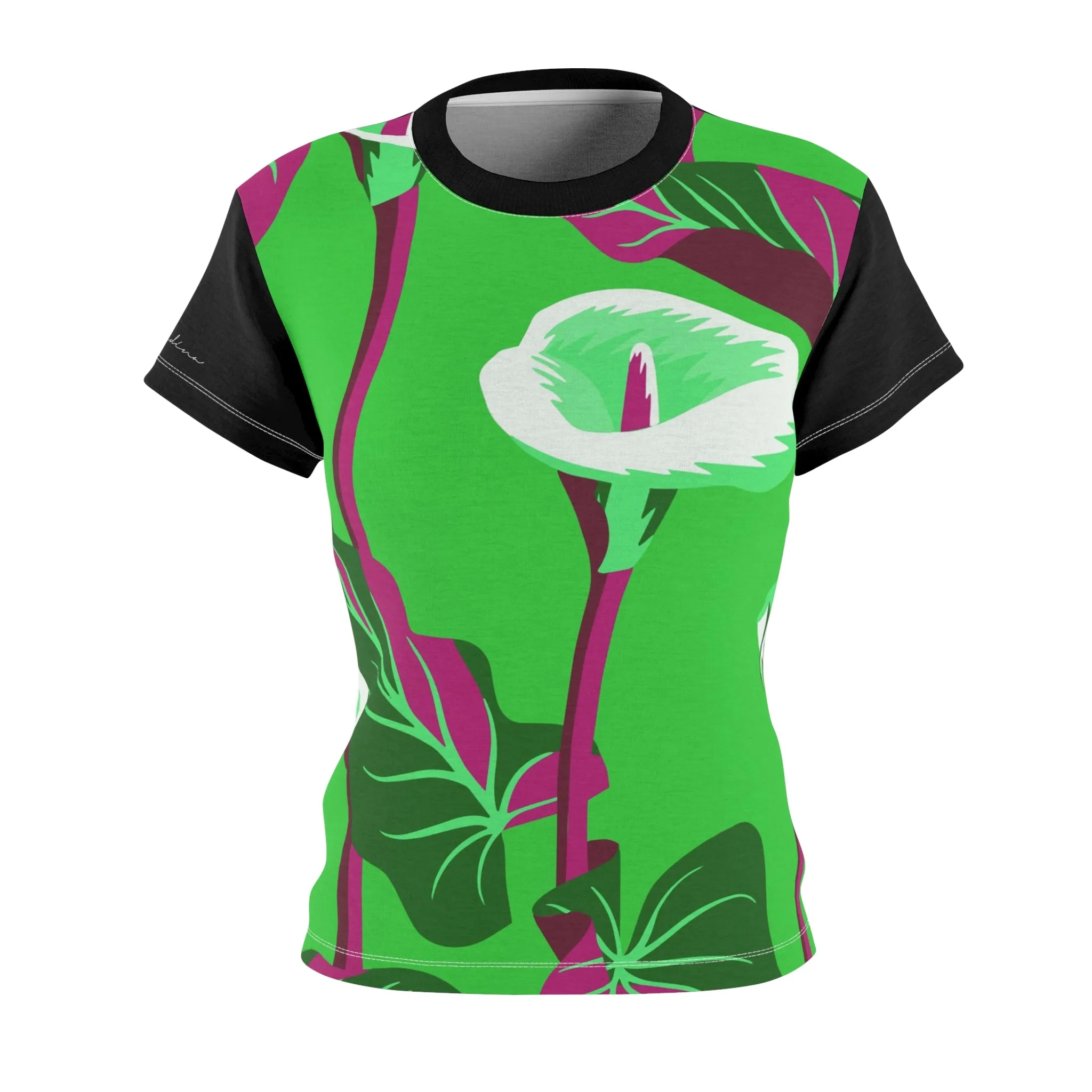 T-Shirt, Black-Green Garden