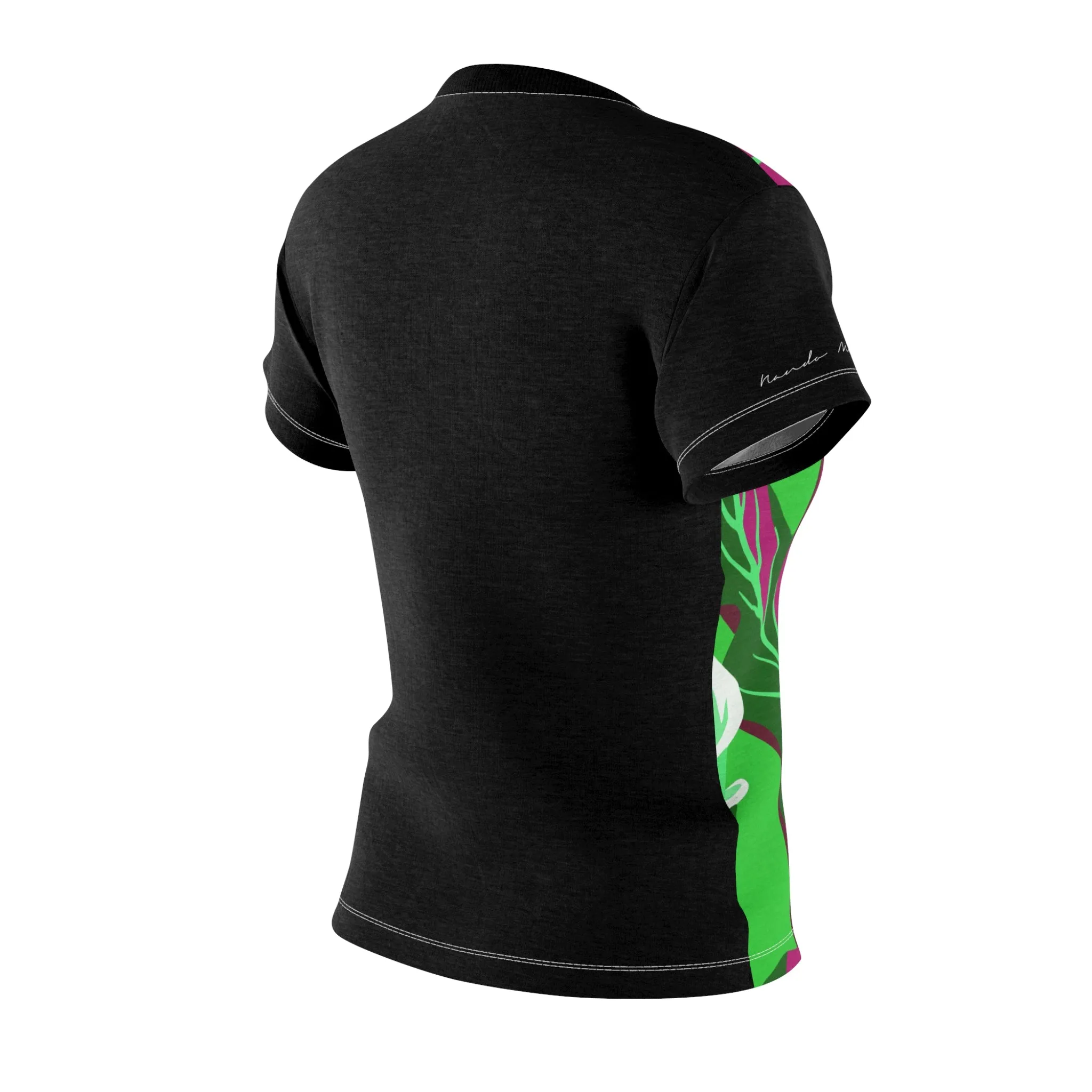T-Shirt, Black-Green Garden