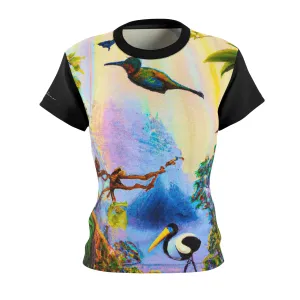 T-Shirt, Black Tropical Bird Paradise