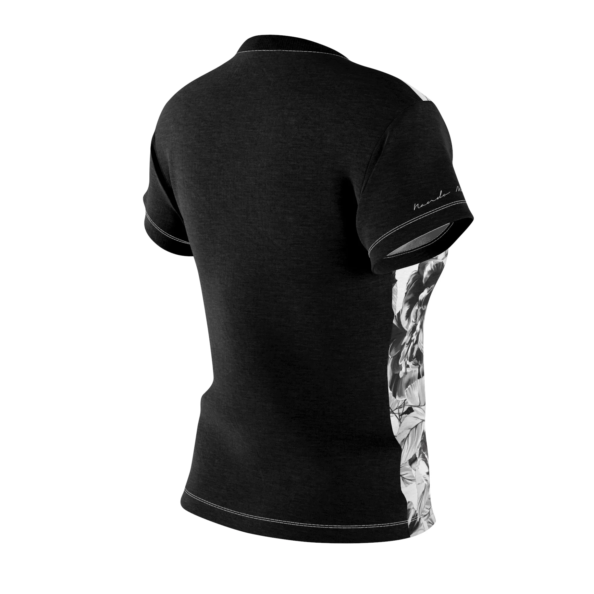 T-Shirt, Black-White Floral Look