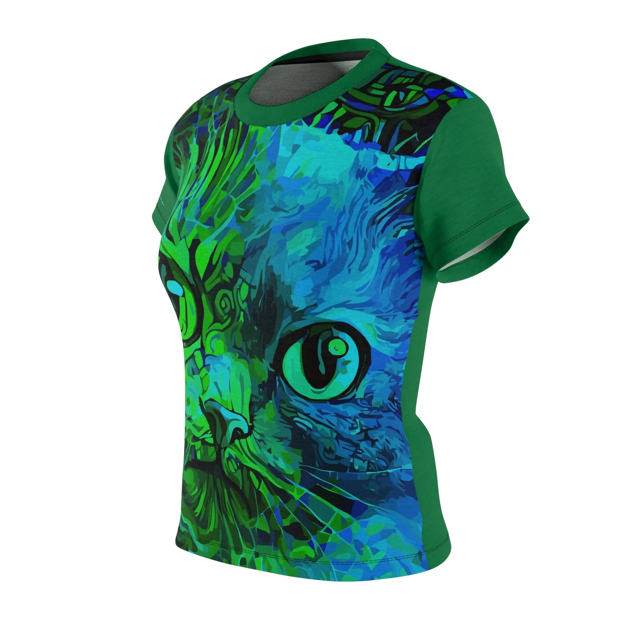 T-Shirt, Dark Green Kitty