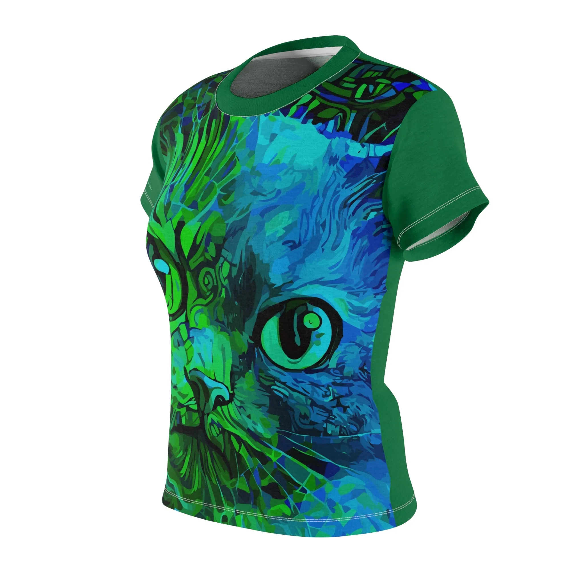 T-Shirt, Dark Green Kitty