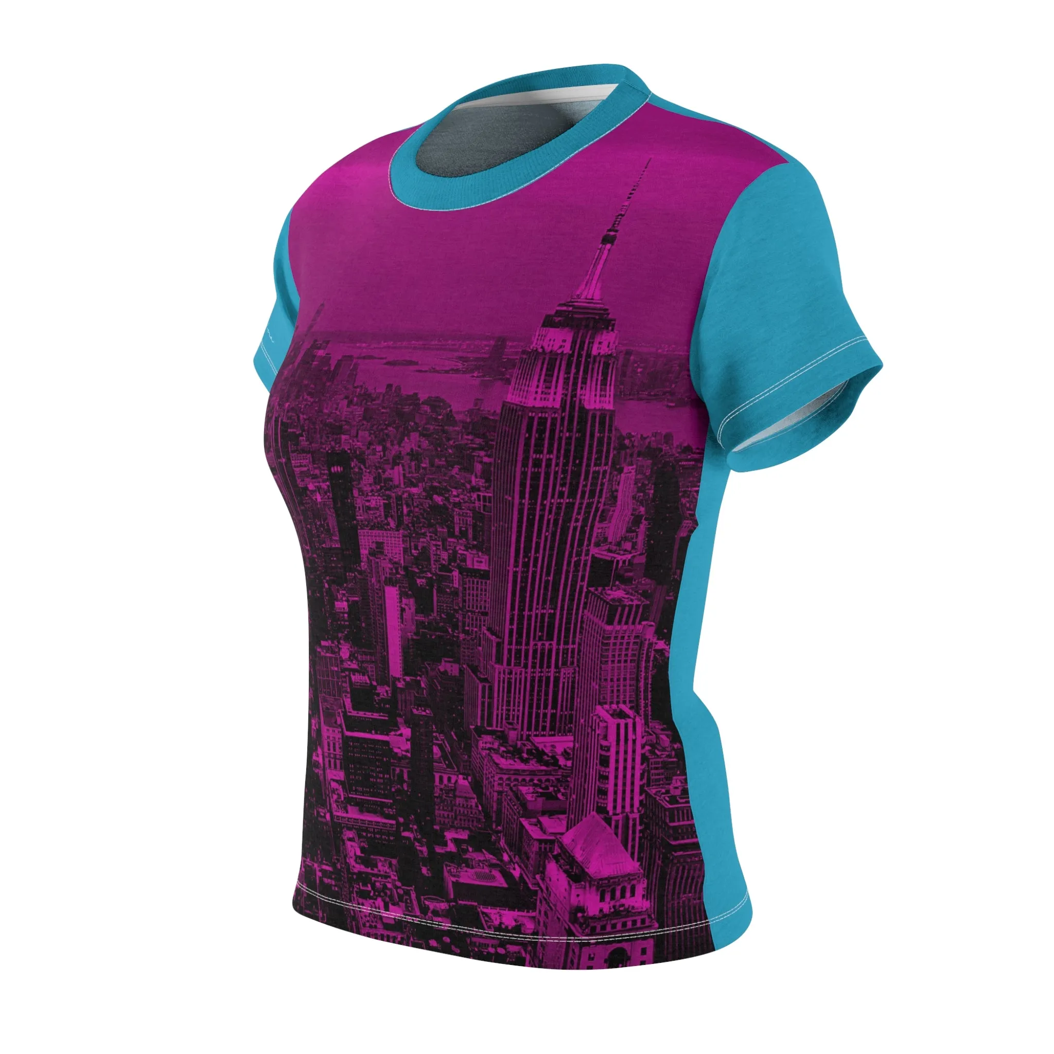 T-Shirt, Turquoise Pink NYC