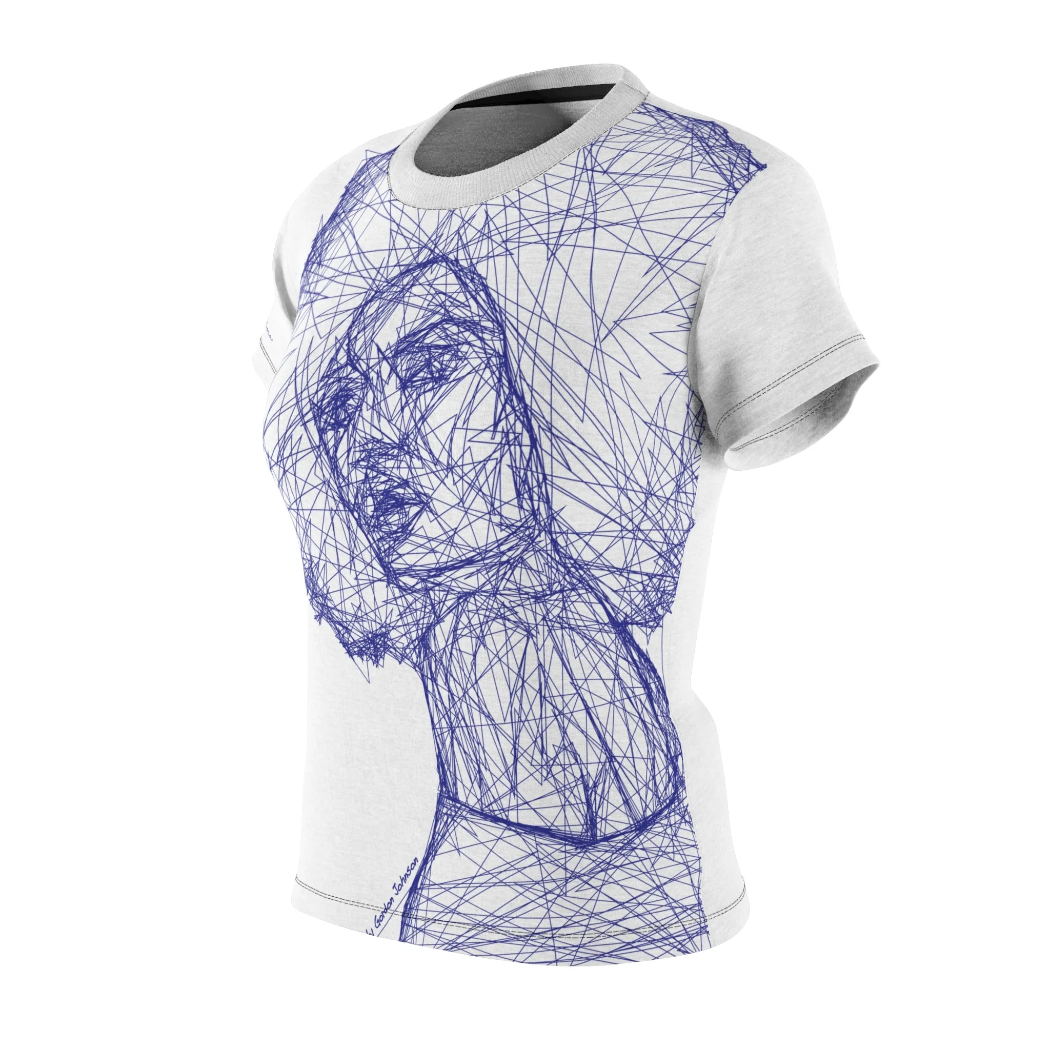 T-Shirt, White-Blue African Queen