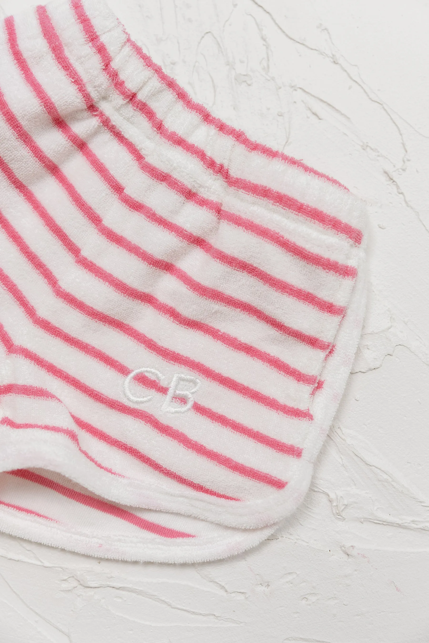 Terry Stripe Shorts - Pink