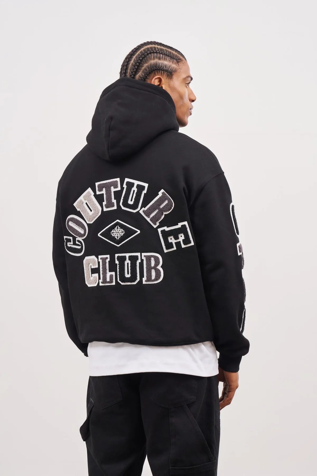 The Couture Club Multibadge Chenille Hoodie Black