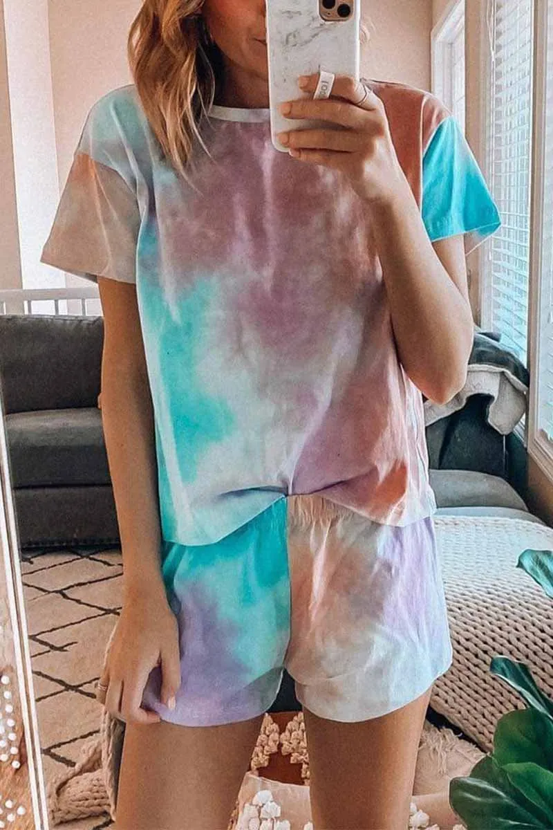 Tie-dye Round Neck Two-Pieces Set