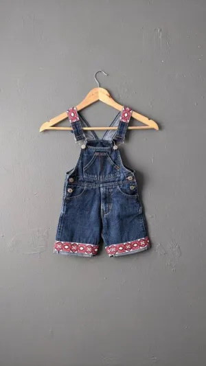 Toddler Dungaree Shorts, Childrens Upcycled Denim, 3 to 4 Year Old