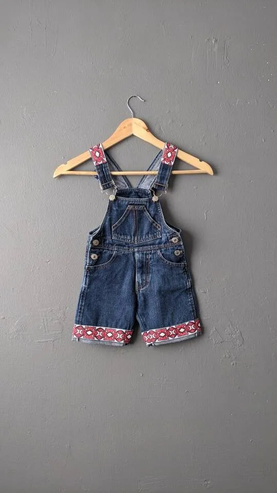 Toddler Dungaree Shorts, Childrens Upcycled Denim, 3 to 4 Year Old