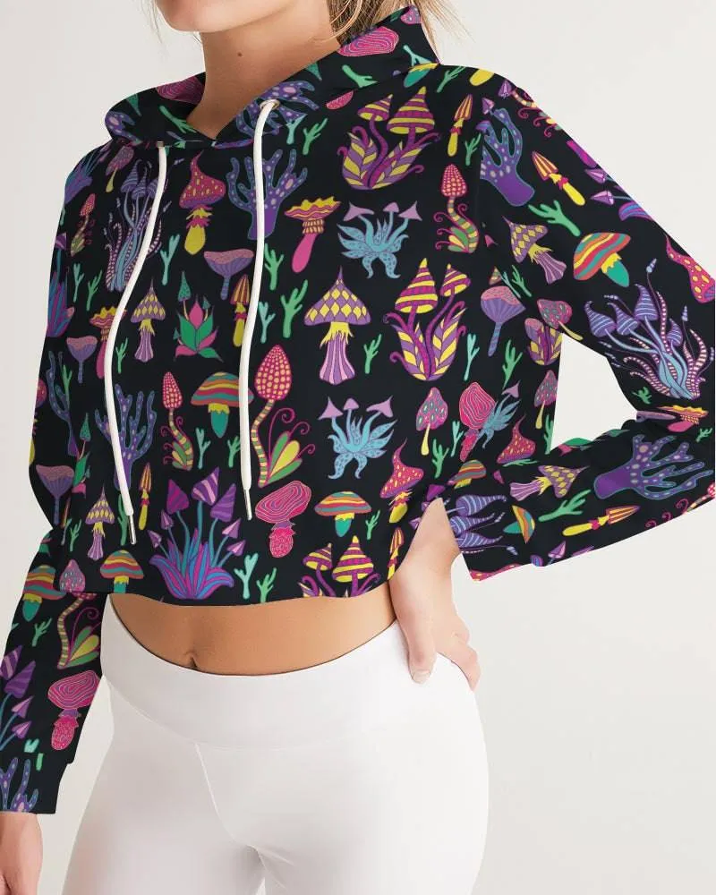 Trippy Mushrooms Women's Cropped Hoodie