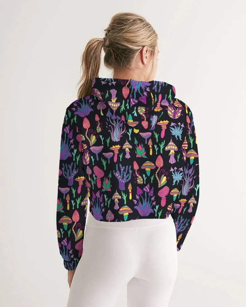 Trippy Mushrooms Women's Cropped Hoodie