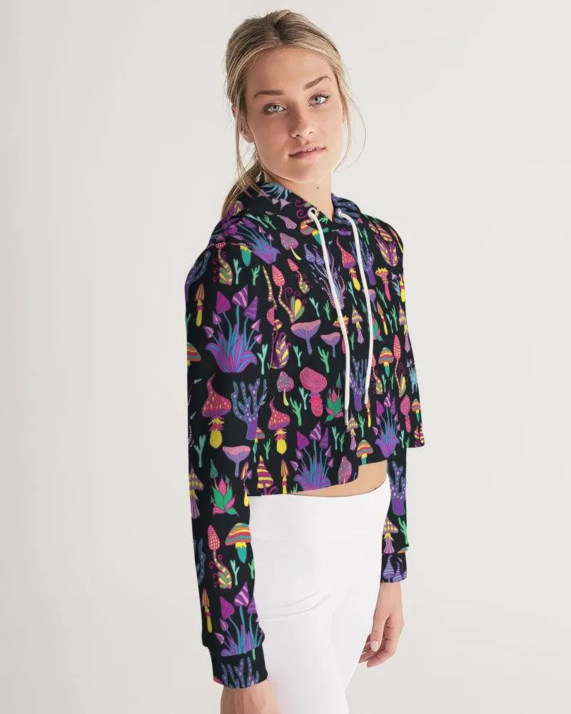 Trippy Mushrooms Women's Cropped Hoodie