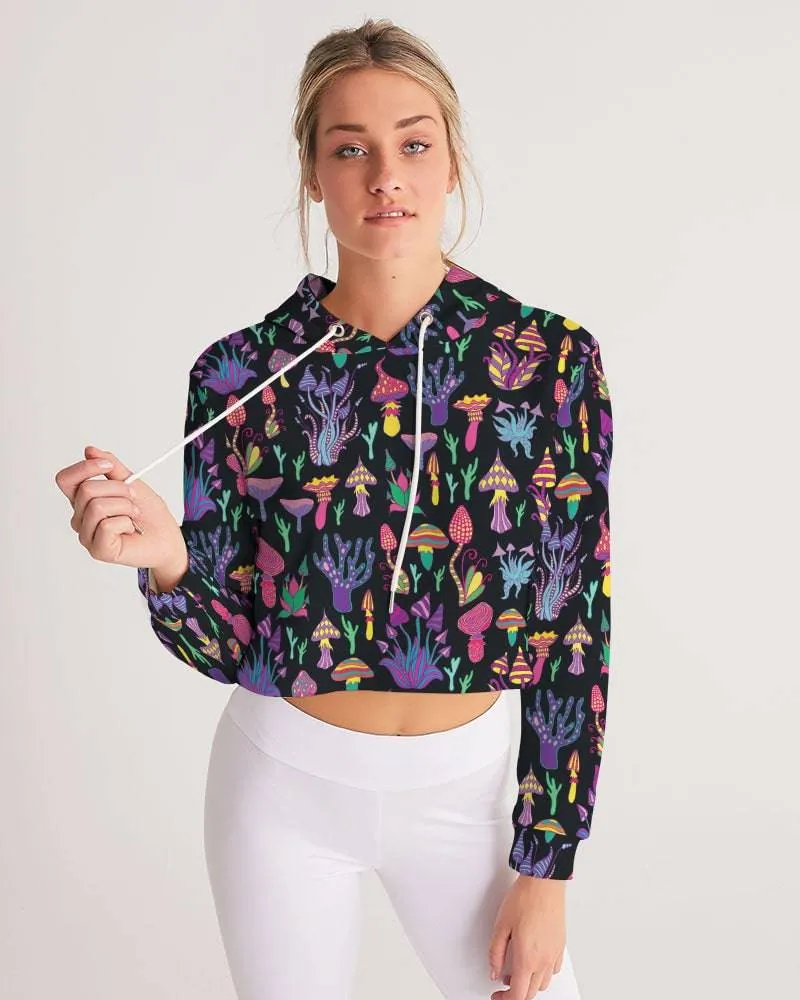 Trippy Mushrooms Women's Cropped Hoodie