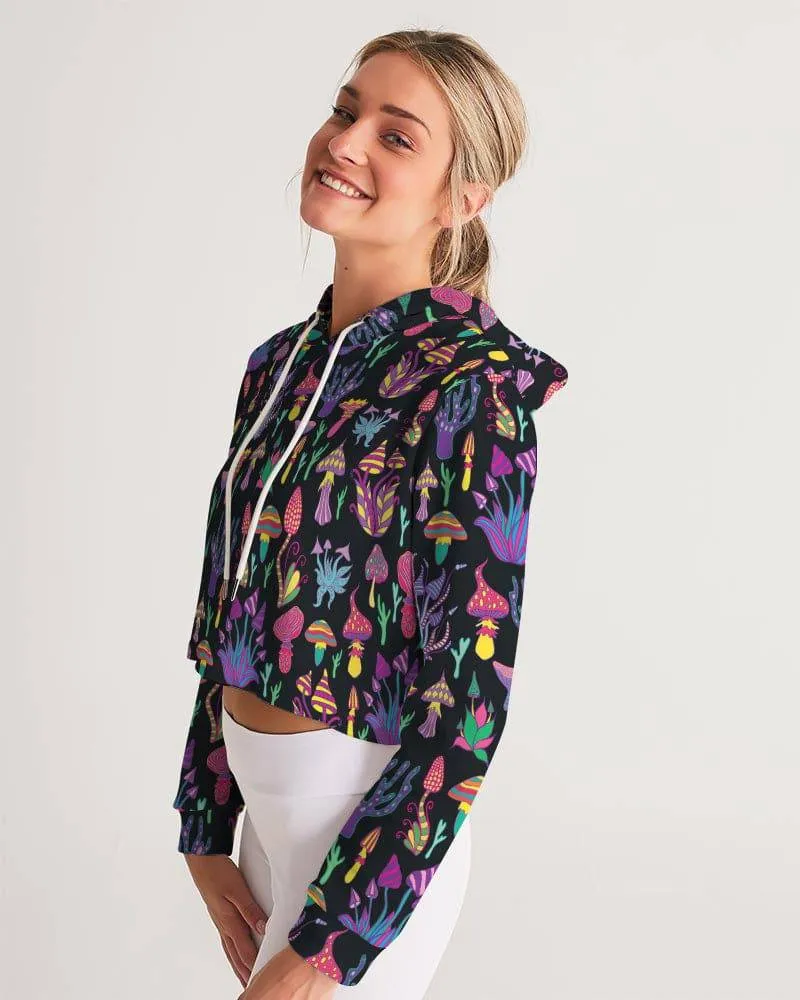 Trippy Mushrooms Women's Cropped Hoodie