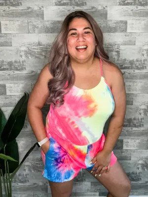 Vibrant tie-dye romper