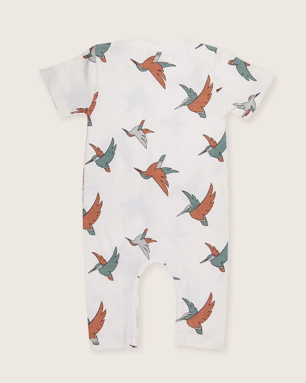 White Birdsong Print Romper