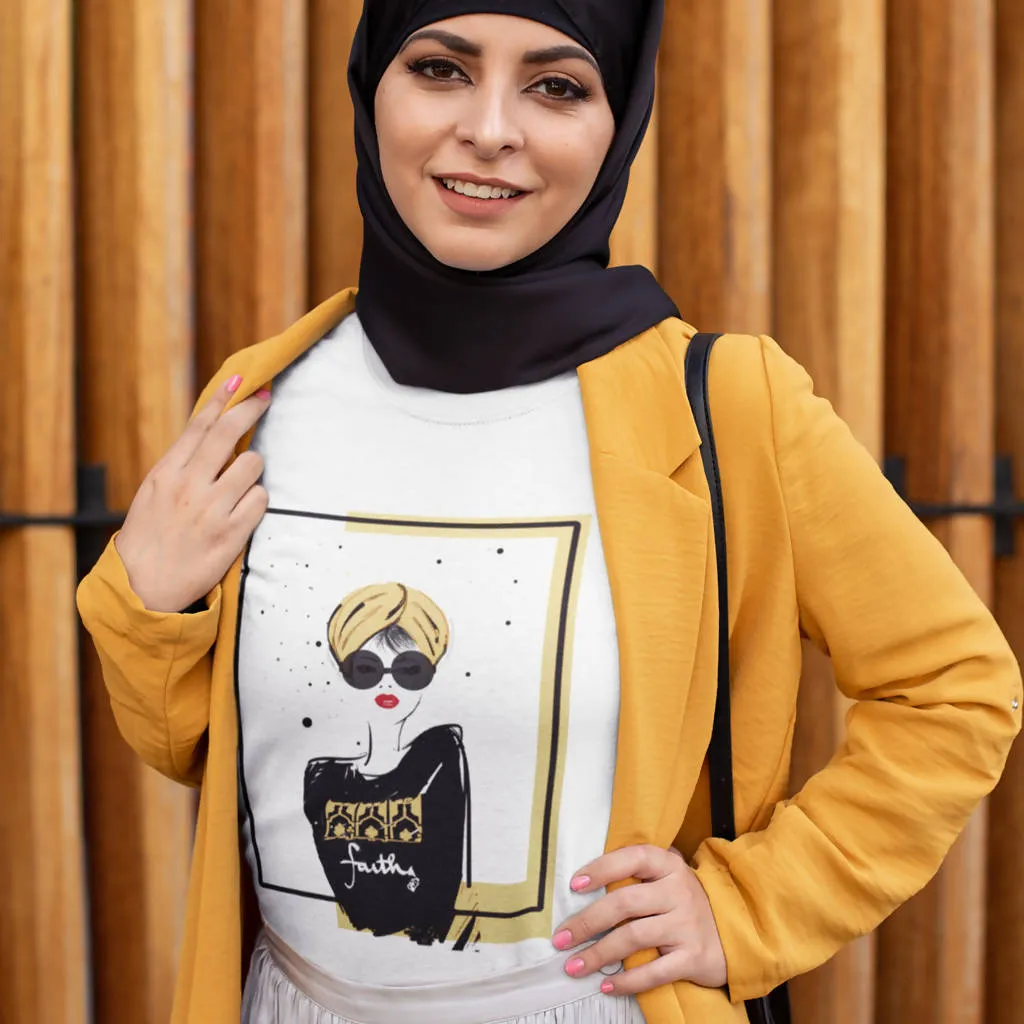 White Graphic Women's Tee - "Turban Girl"