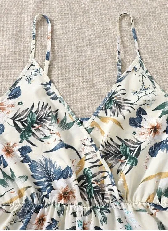 White Printed Strappy Romper
