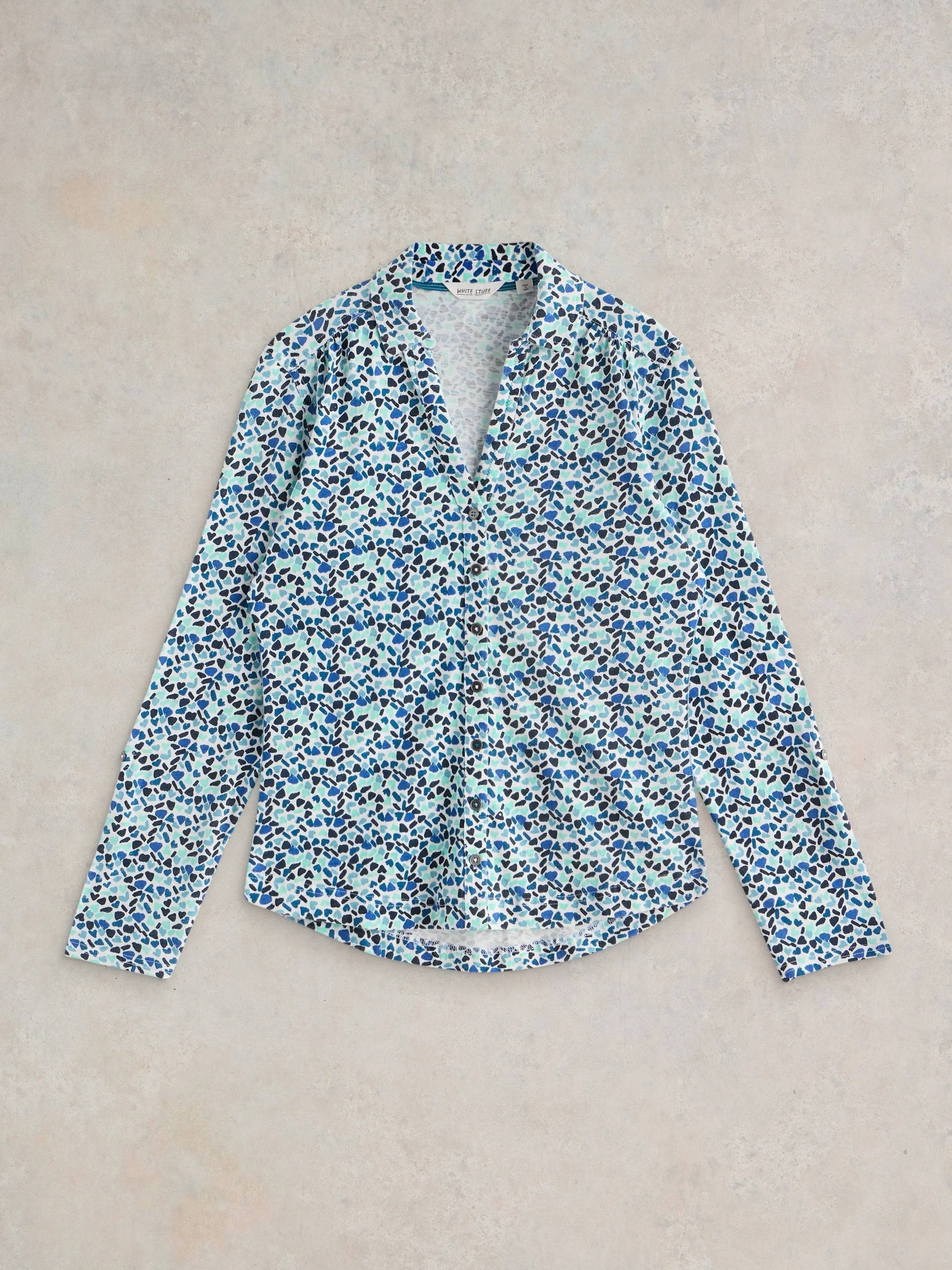 White Stuff UK Annie Jersey Shirt Blue Multi