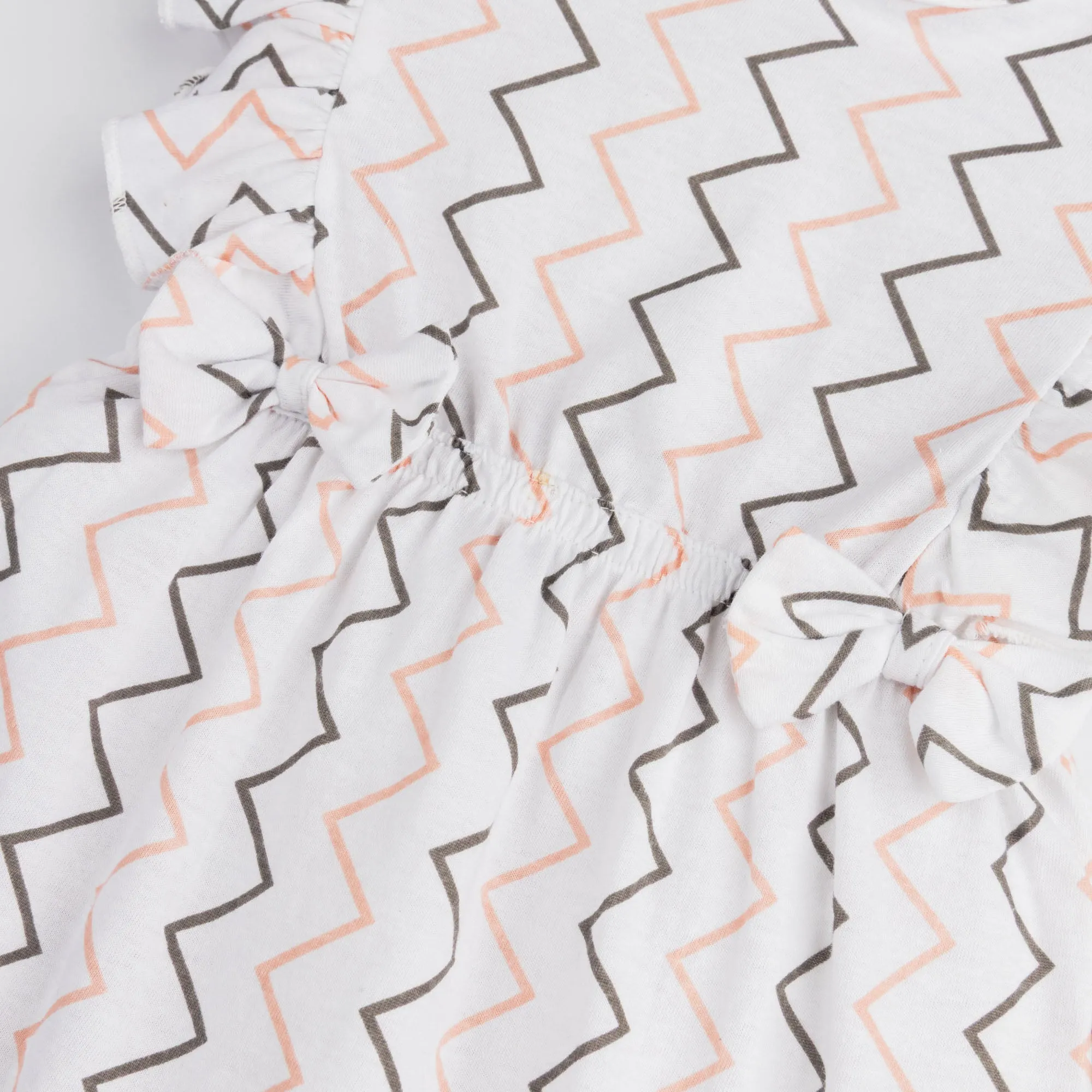 White Wavy Printed Romper