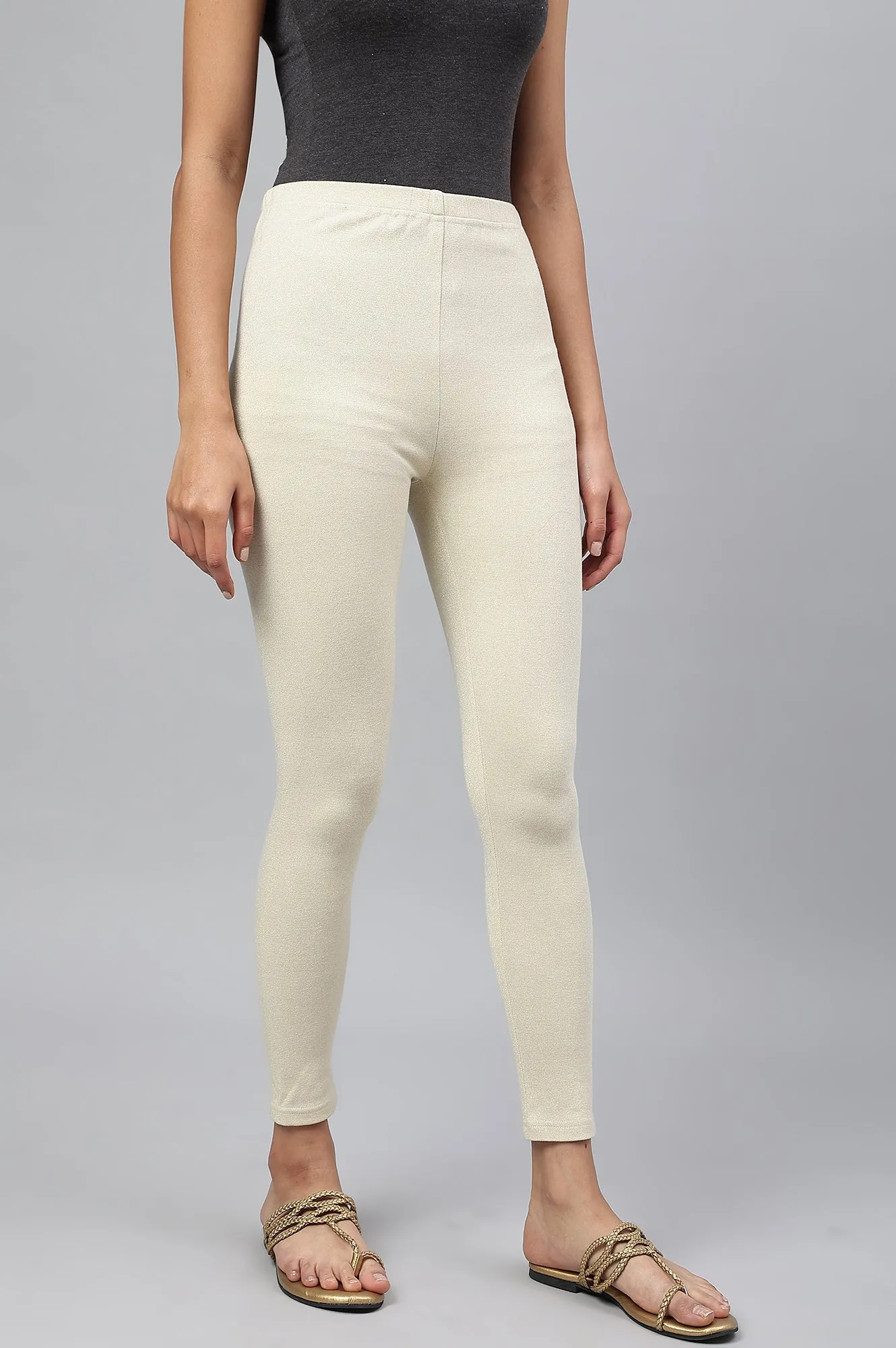 White Yarn-Dyed Winter Tights