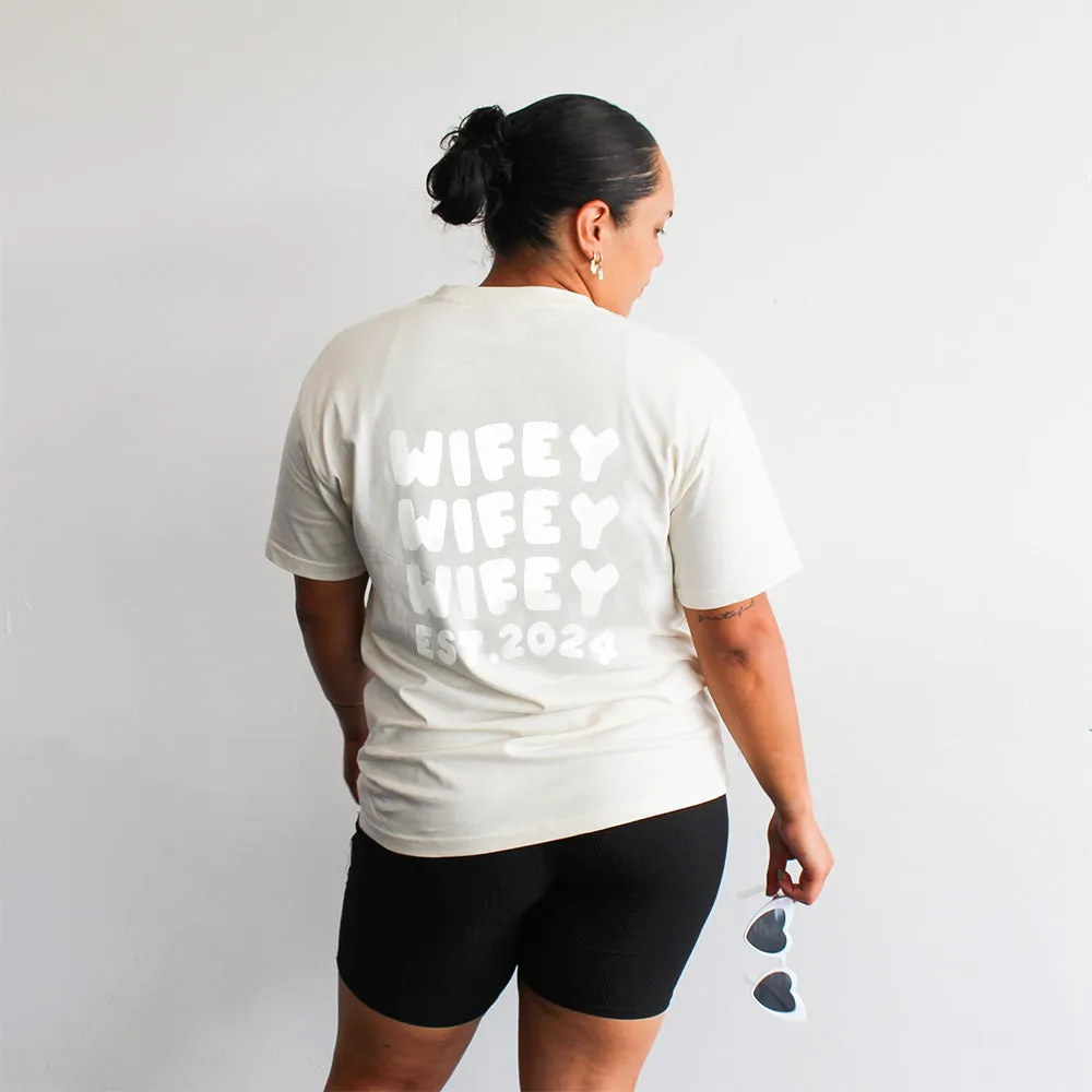 Wifey Tee | White on Ecru
