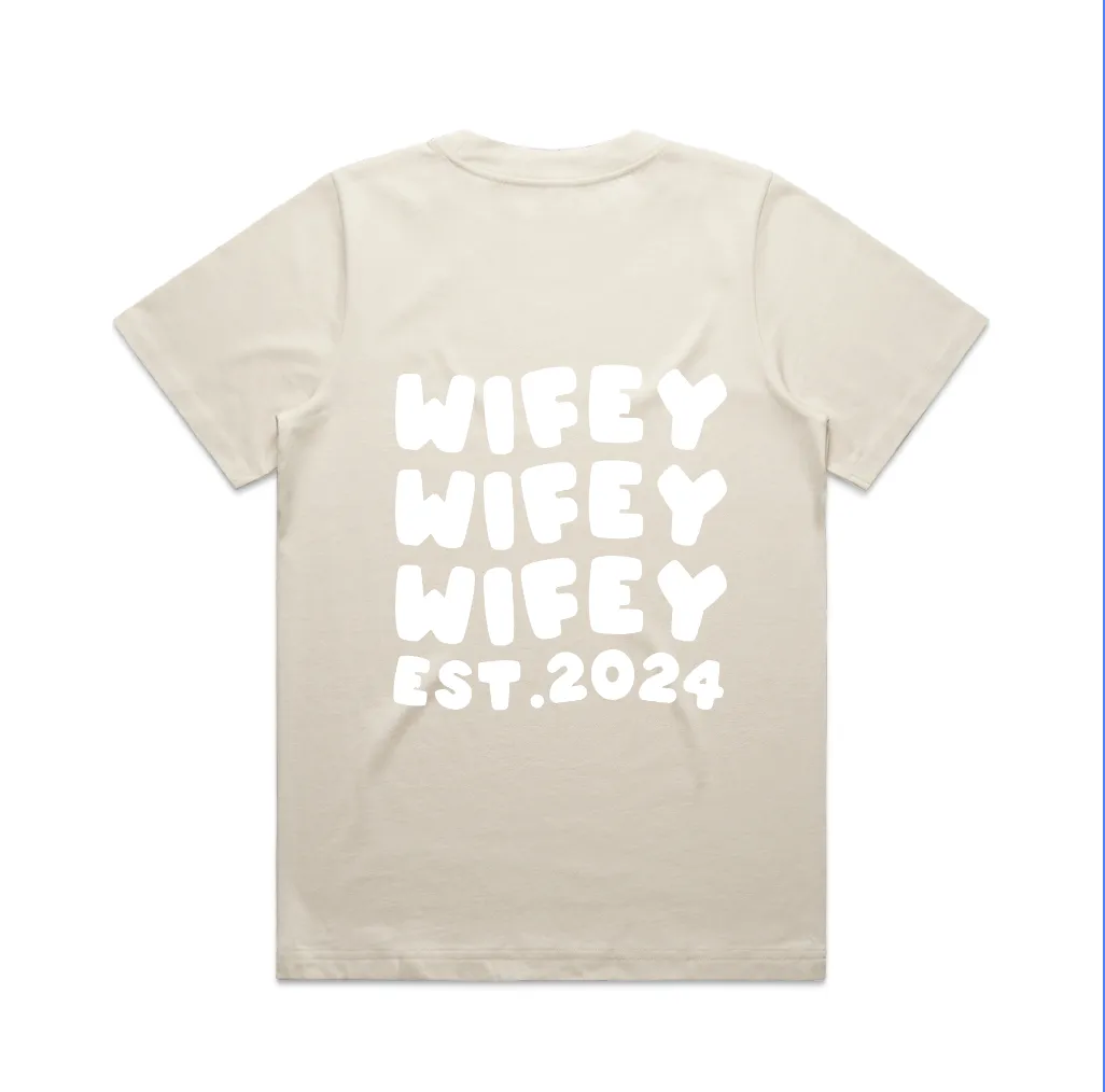 Wifey Tee | White on Ecru