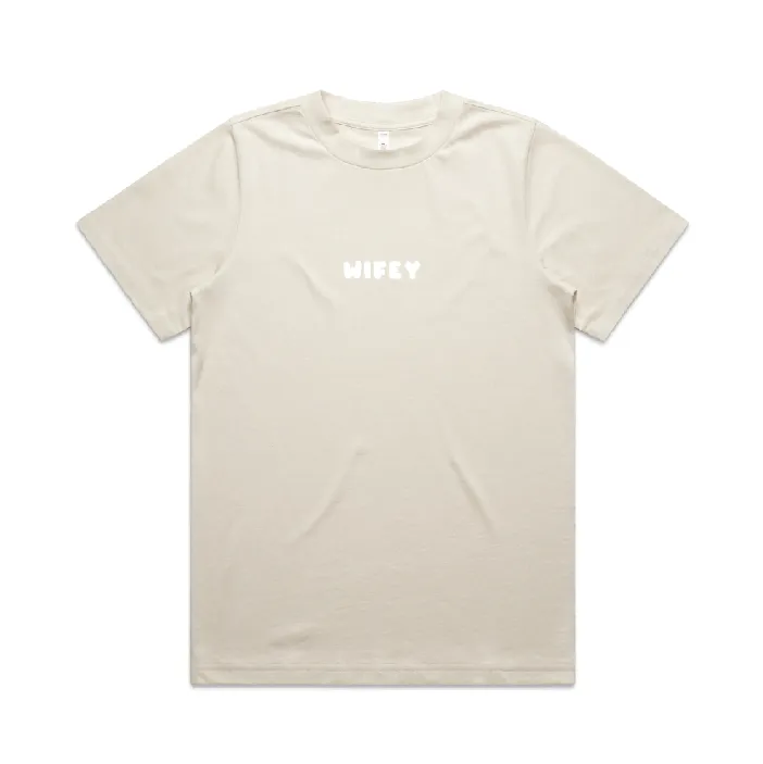 Wifey Tee | White on Ecru
