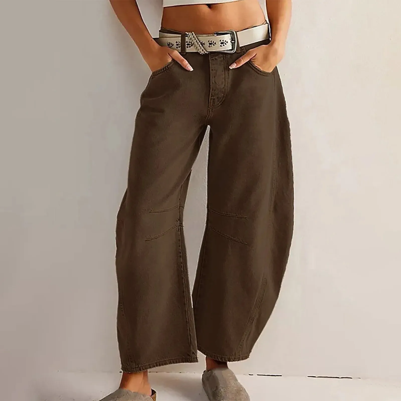 Women Baggy Mid Waist Jeans Wide Leg Loose Boyfriend Denim Pants Straight Leg Cropped Barrel Jeans Y2k Streetwear 90s Jeans