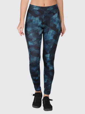 Women Mint Navy Printed Tights AERO SPRINTER HD_Mint Navy