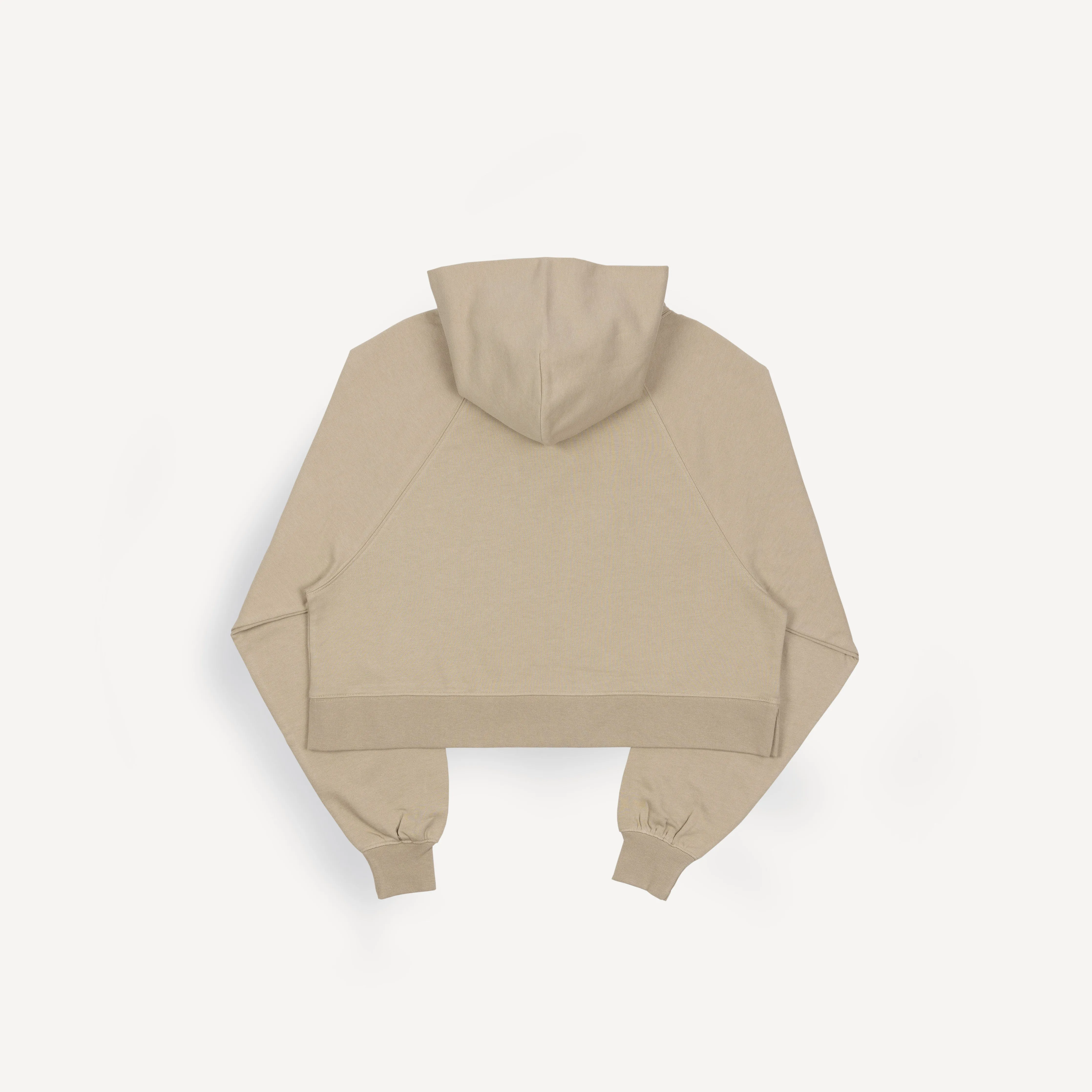 Womens Oversized Raglan Fleece Cropped Hoodie - Oatmeal