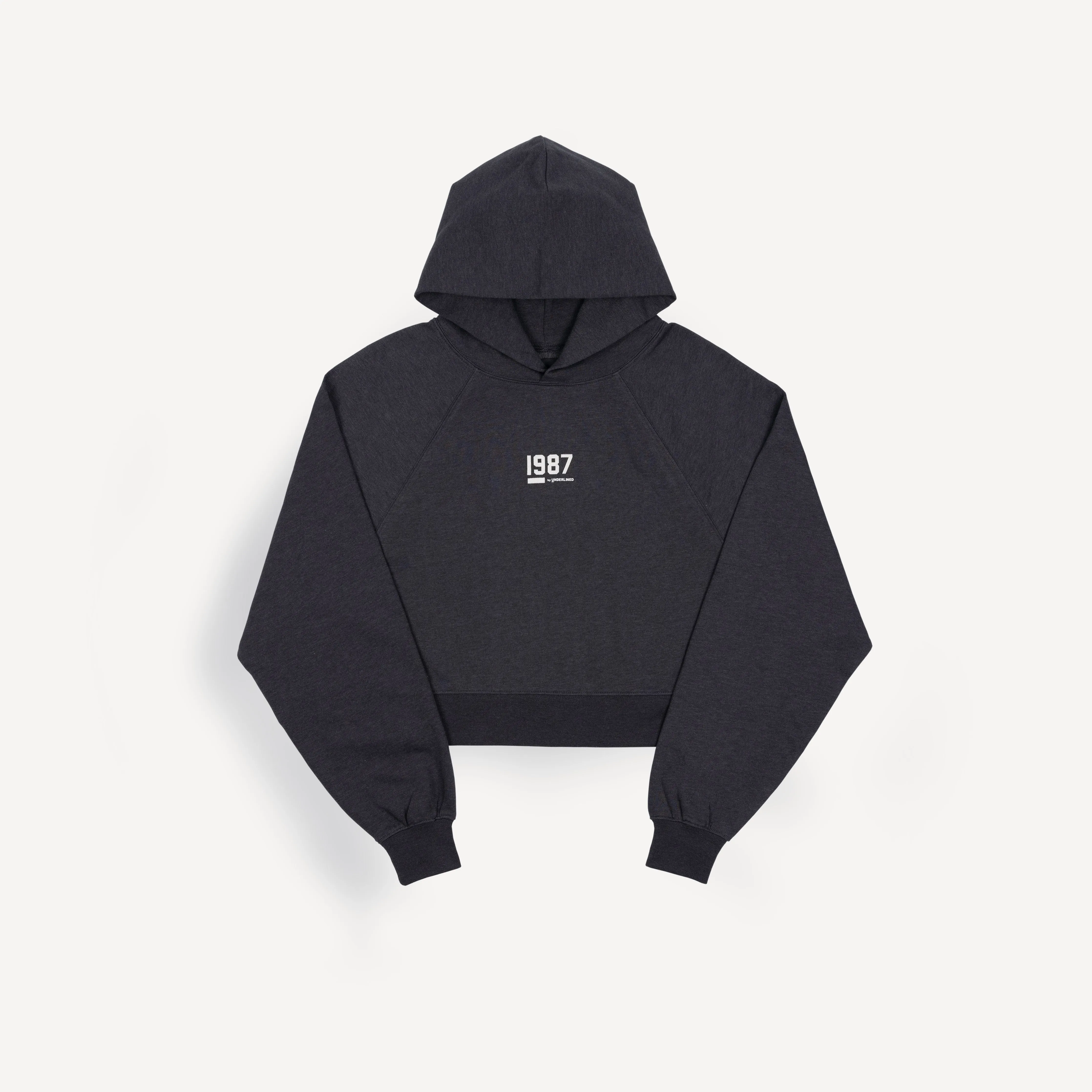 Womens Oversized Raglan Fleece Cropped Hoodie - Woodland Grey