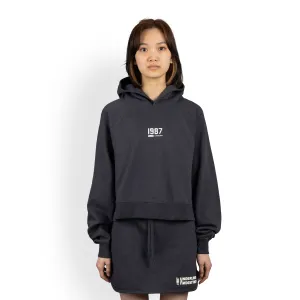 Womens Oversized Raglan Fleece Cropped Hoodie - Woodland Grey