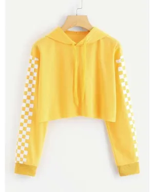 YELLOW CROPPED HOODIE FOR womens 174