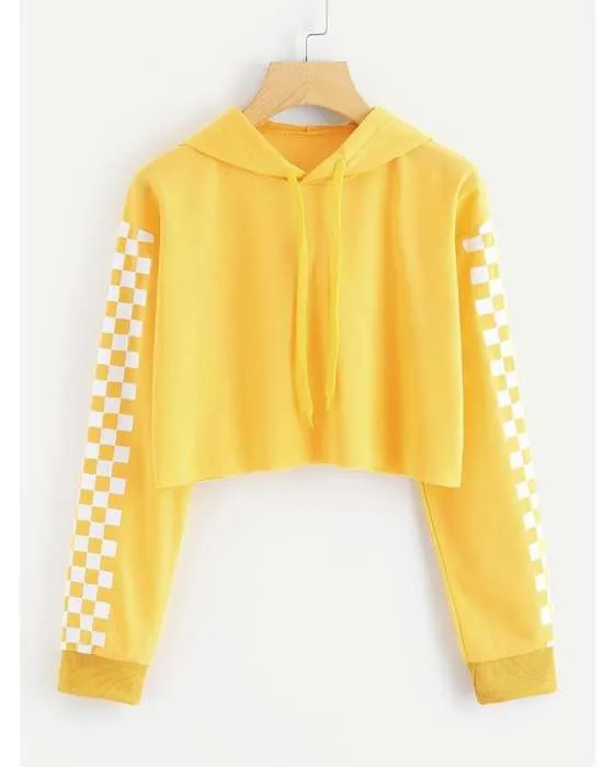 YELLOW CROPPED HOODIE FOR womens 174