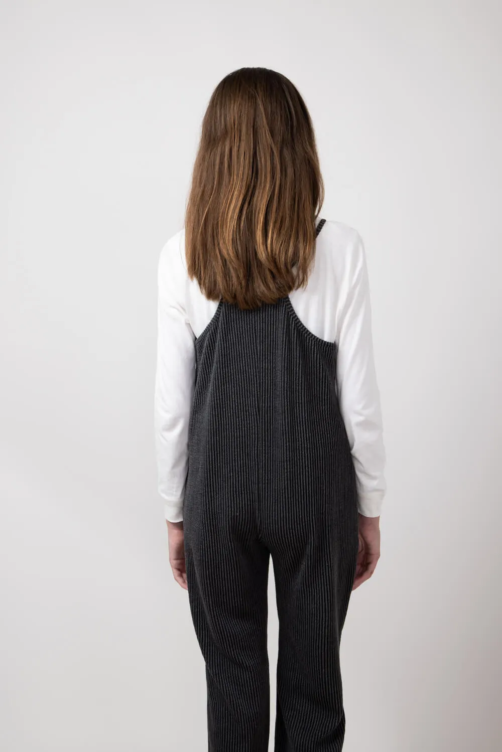 Youth Urban Ribbed Onesie with Pockets for Girls in Charcoal | MDB952G-URB-CHARCOAL