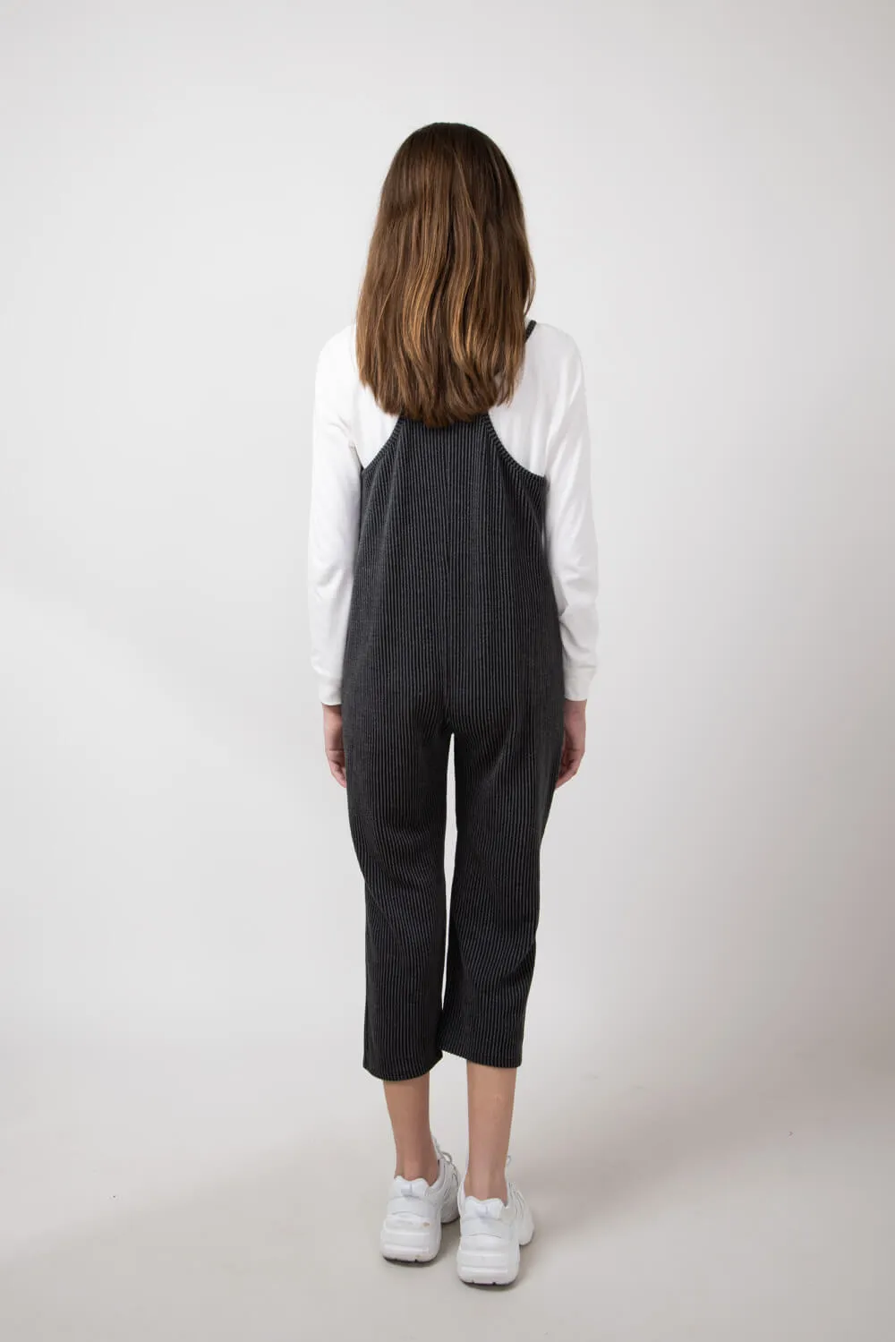 Youth Urban Ribbed Onesie with Pockets for Girls in Charcoal | MDB952G-URB-CHARCOAL