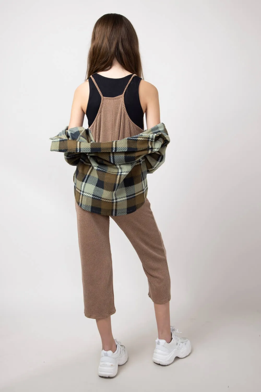 Youth Urban Ribbed Onesie with Pockets for Girls in Chestnut Brown | MDB952G-URB-BROWN