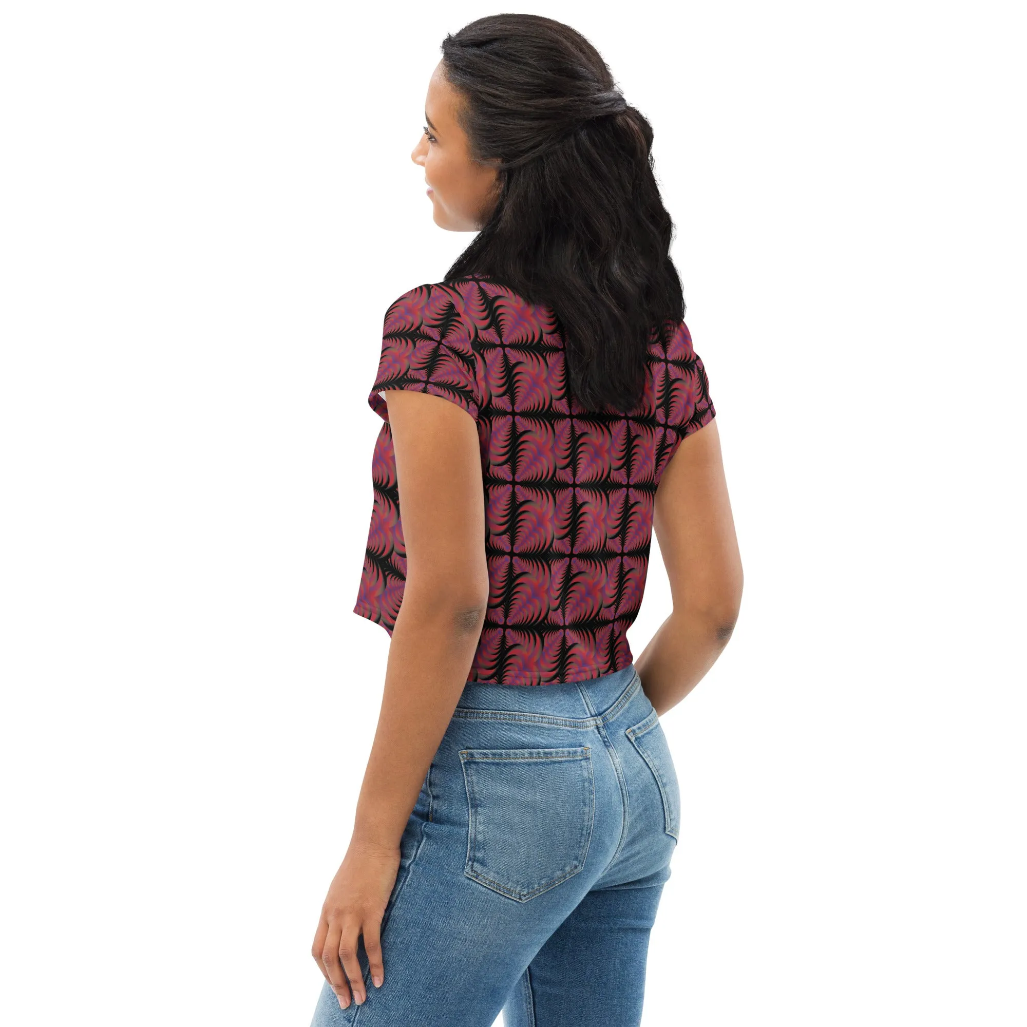Zebra Love™ medium colorful magenta patches (with many other shades) Print Crop Tee
