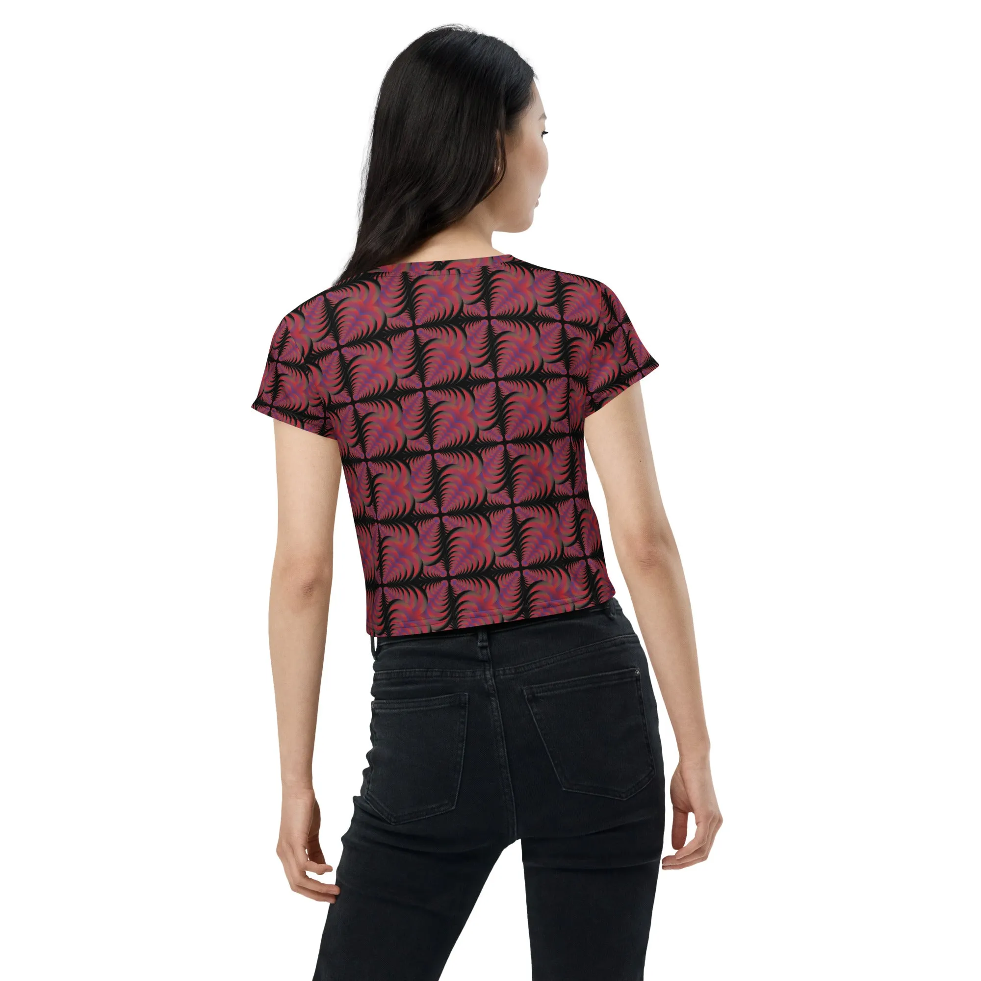 Zebra Love™ medium colorful magenta patches (with many other shades) Print Crop Tee