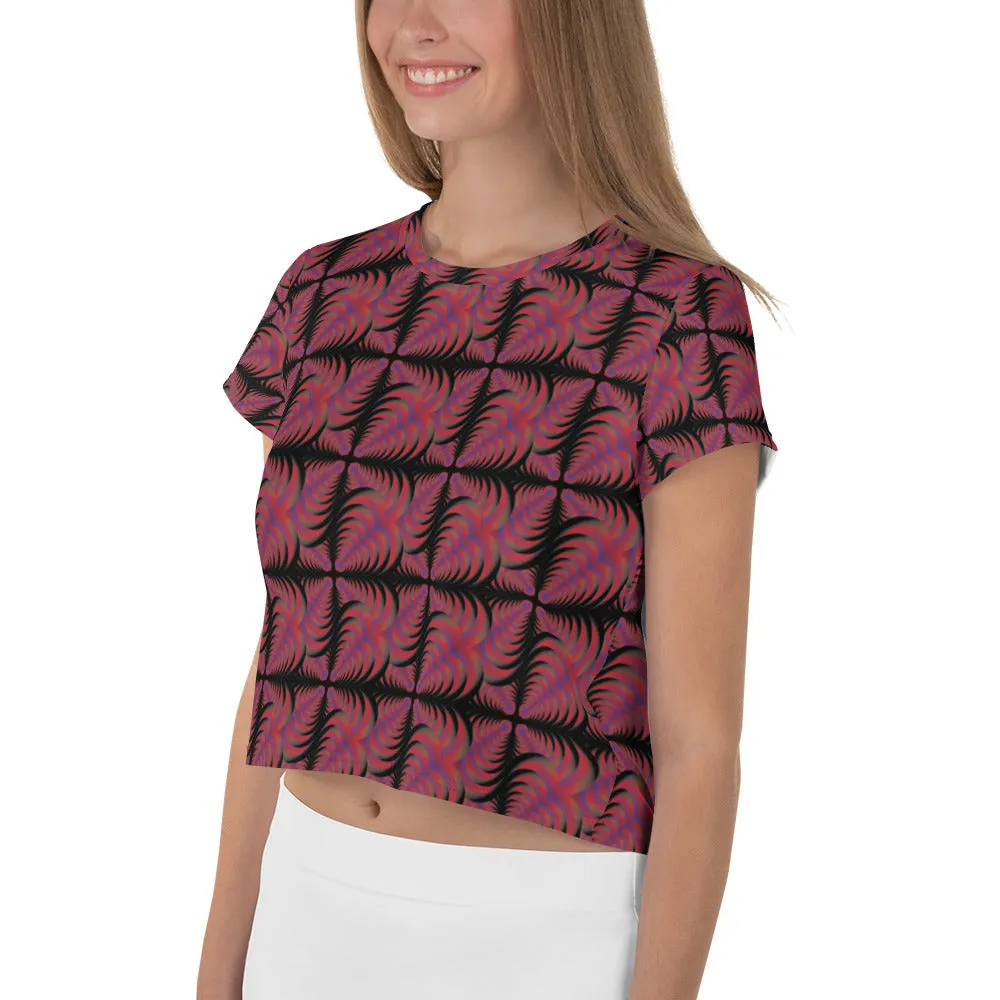 Zebra Love™ medium colorful magenta patches (with many other shades) Print Crop Tee