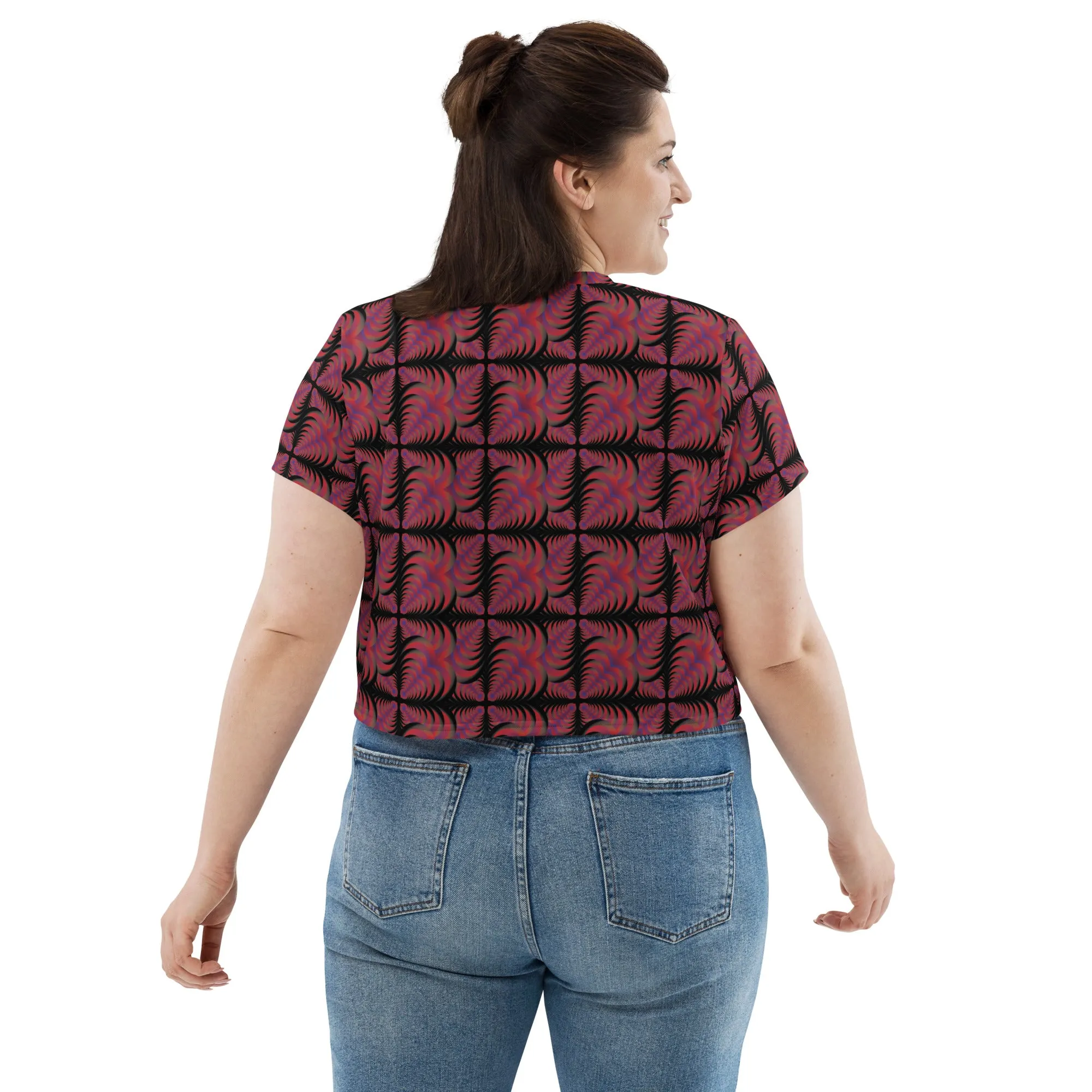 Zebra Love™ medium colorful magenta patches (with many other shades) Print Crop Tee