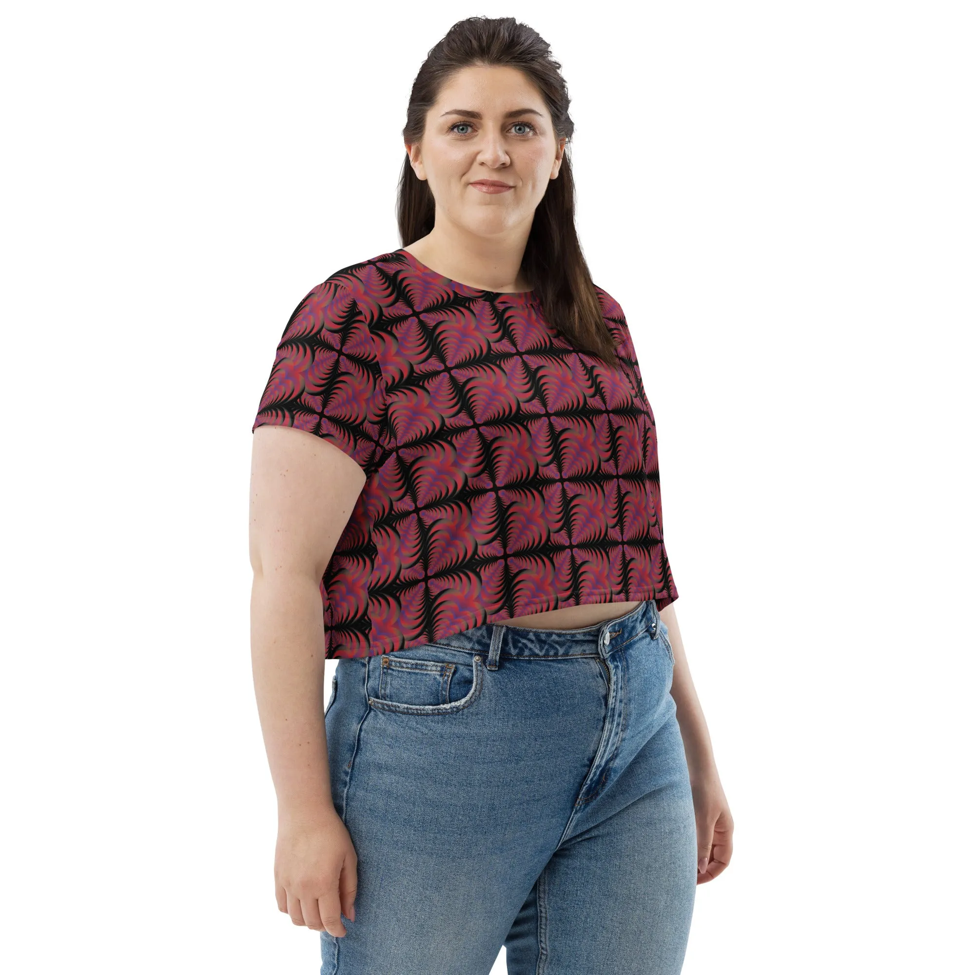 Zebra Love™ medium colorful magenta patches (with many other shades) Print Crop Tee