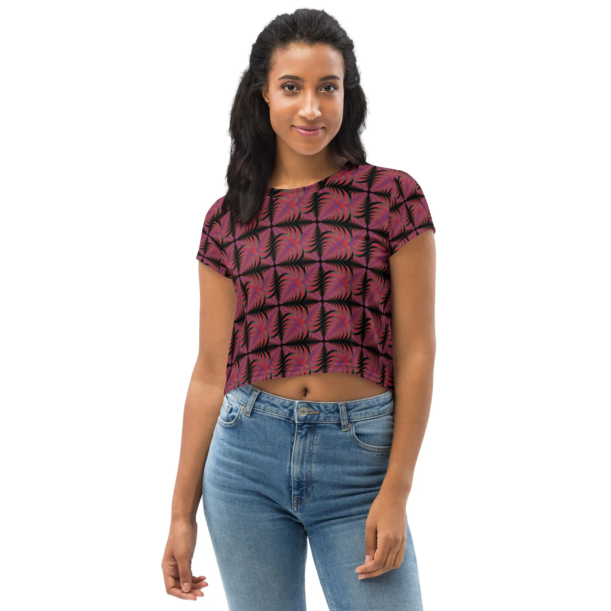 Zebra Love™ medium colorful magenta patches (with many other shades) Print Crop Tee