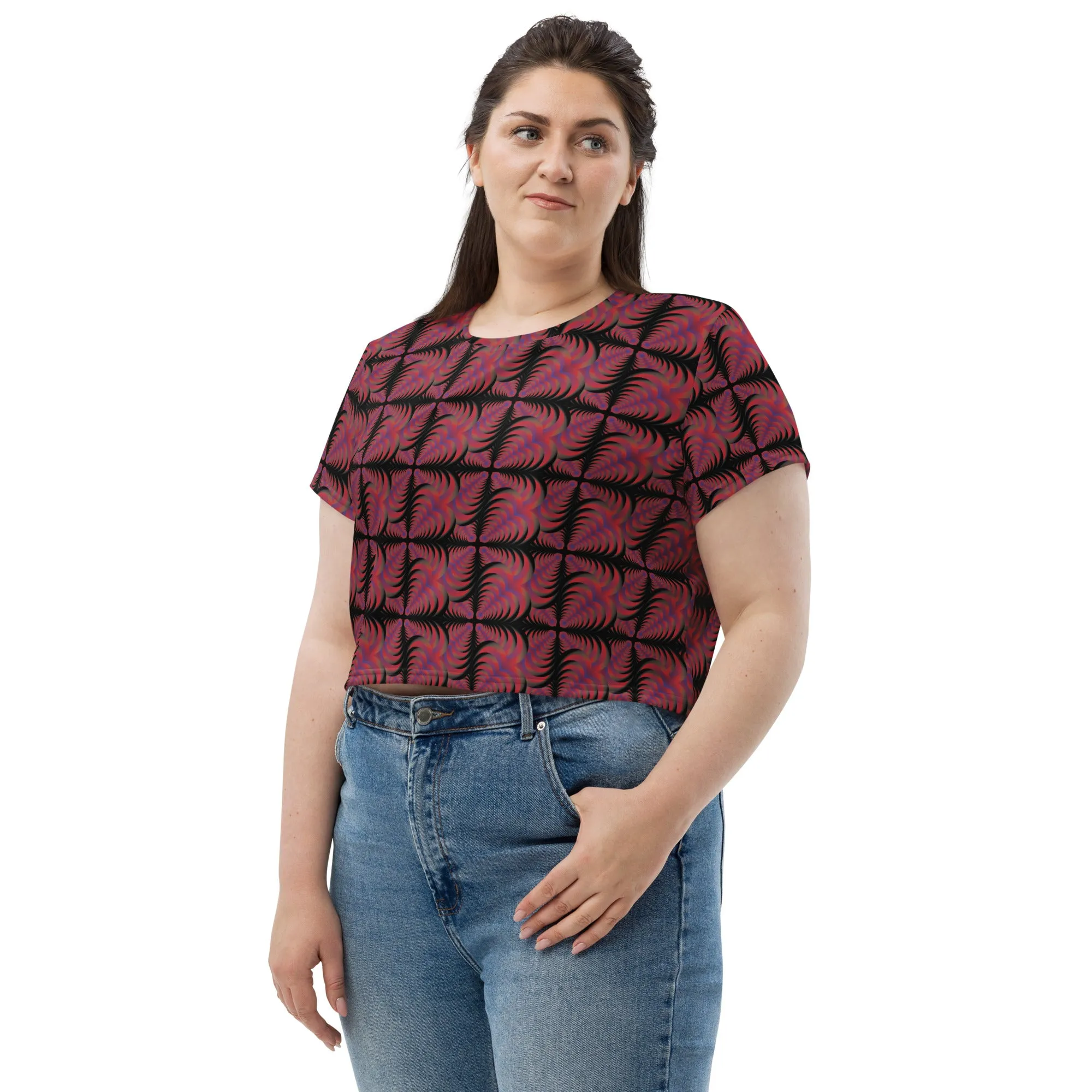 Zebra Love™ medium colorful magenta patches (with many other shades) Print Crop Tee