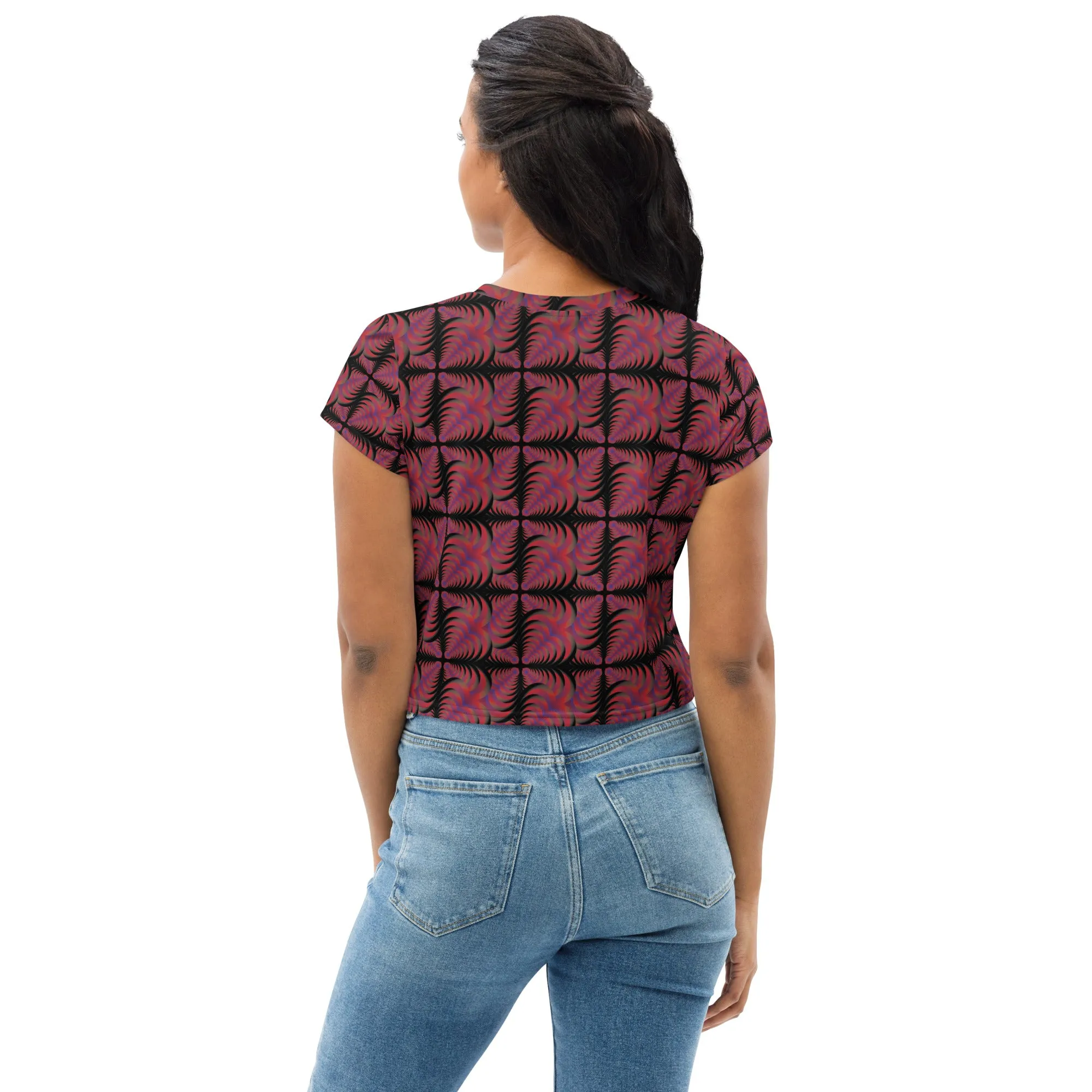 Zebra Love™ medium colorful magenta patches (with many other shades) Print Crop Tee