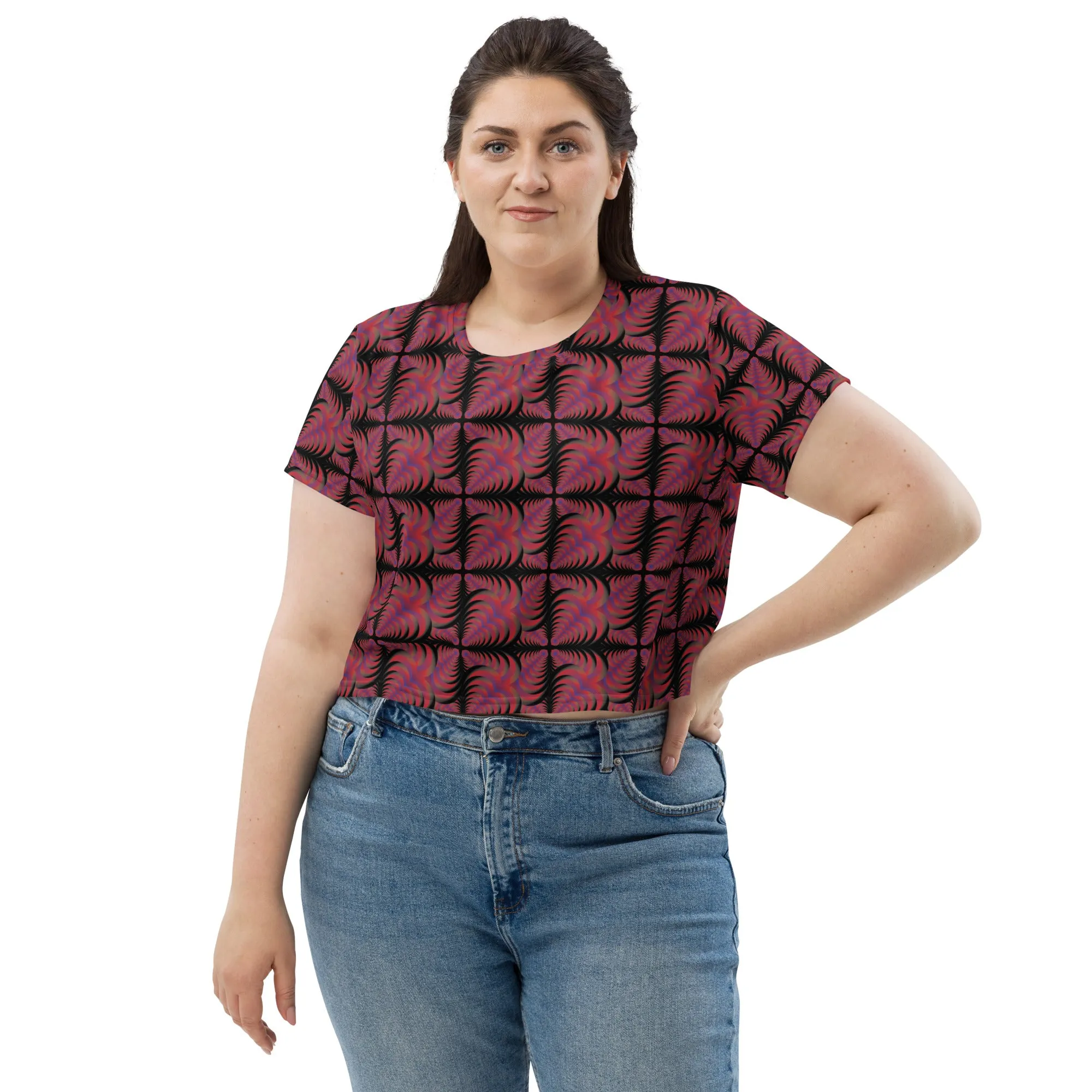 Zebra Love™ medium colorful magenta patches (with many other shades) Print Crop Tee
