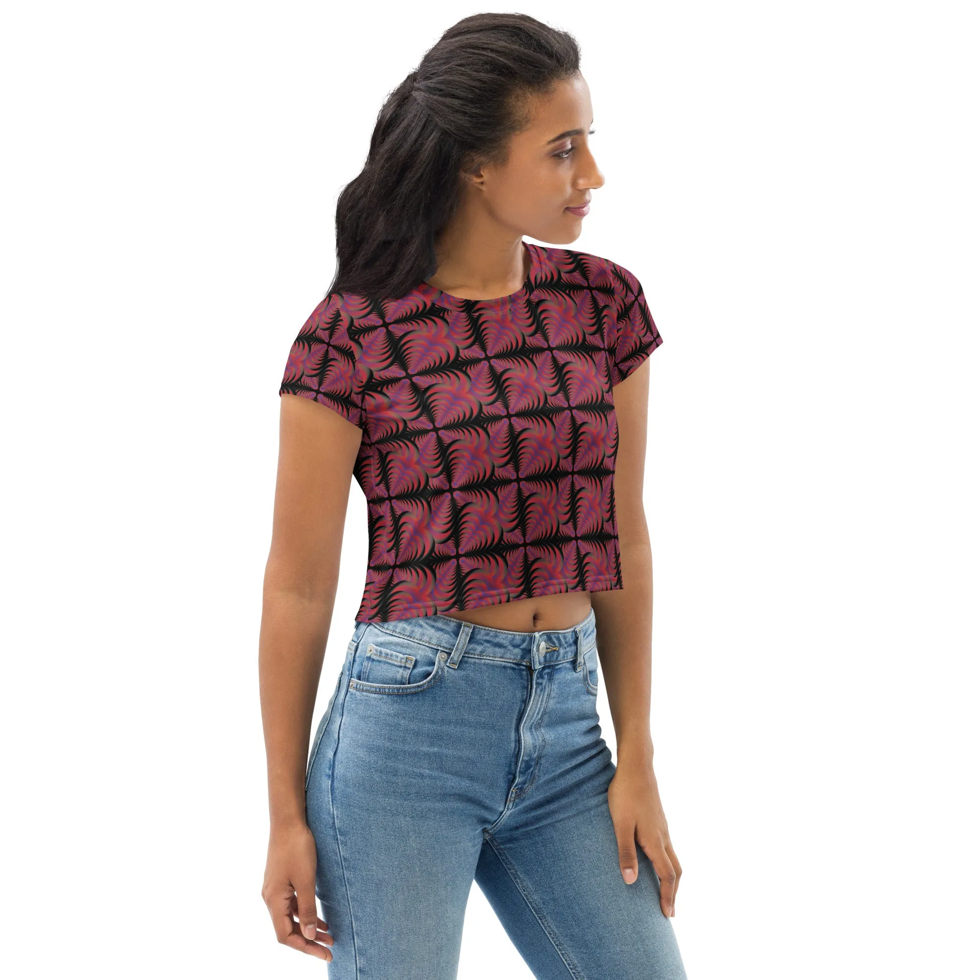 Zebra Love™ medium colorful magenta patches (with many other shades) Print Crop Tee